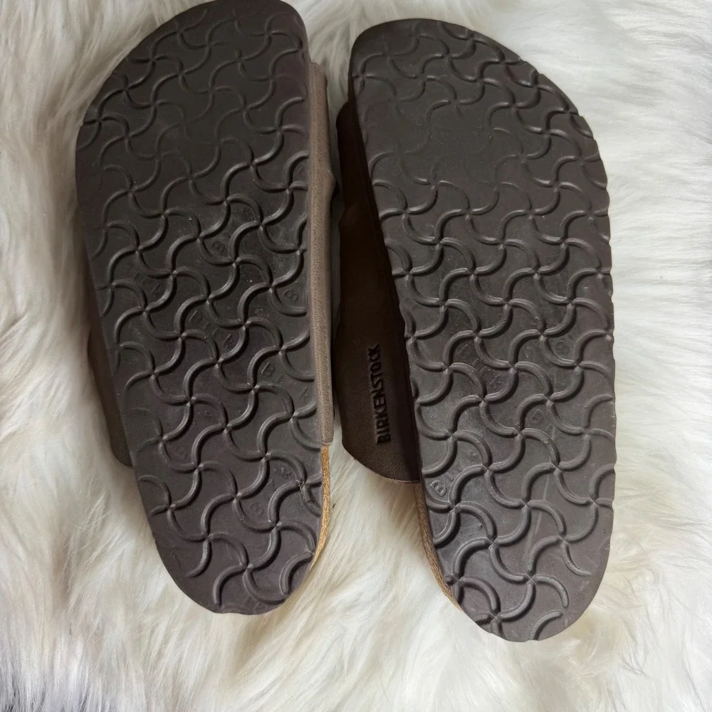 Birkenstock Florida Brown Three Strap Birko-Flor Slide Sandals‎ Size 38 L7 M5